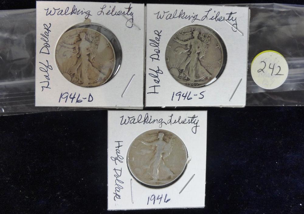 (3) 1946 Liberty Walking Half-Dollars