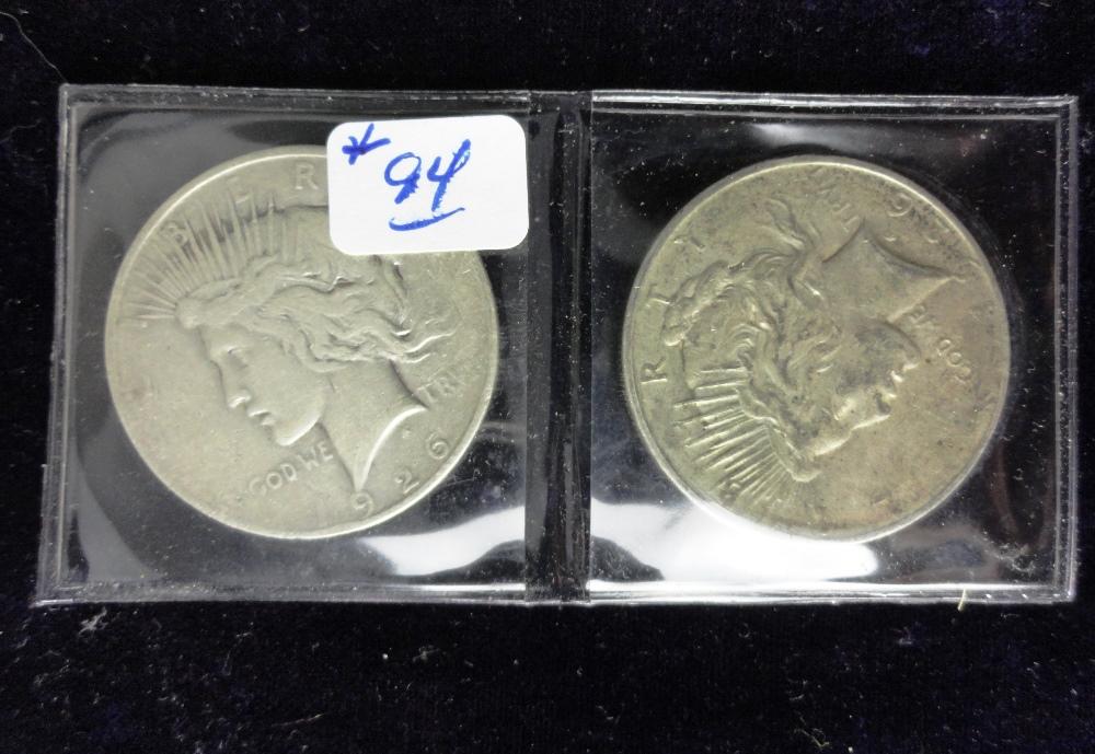 (2) 1926 D Peace Dollars