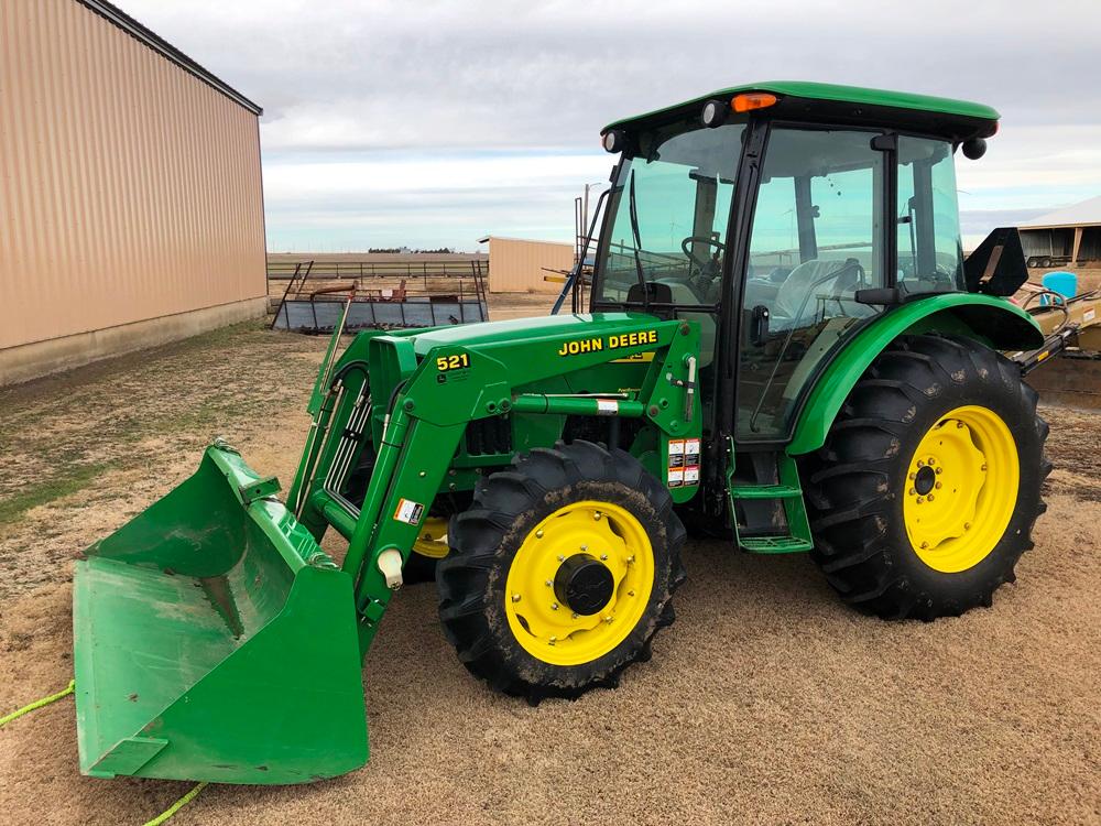 John Deere 5220 Power Reverser MFWD w/521 Loader & 85” Bucket, 310 Hrs., PTO (540 Sp.), Quick Hitch