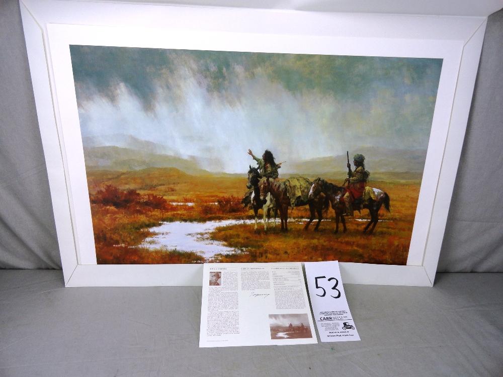 “Spirit of the Rain Maker” Lithograph Print, 1456/1500 by Howard Terpning. Powder Horns, ¾ Grooved A