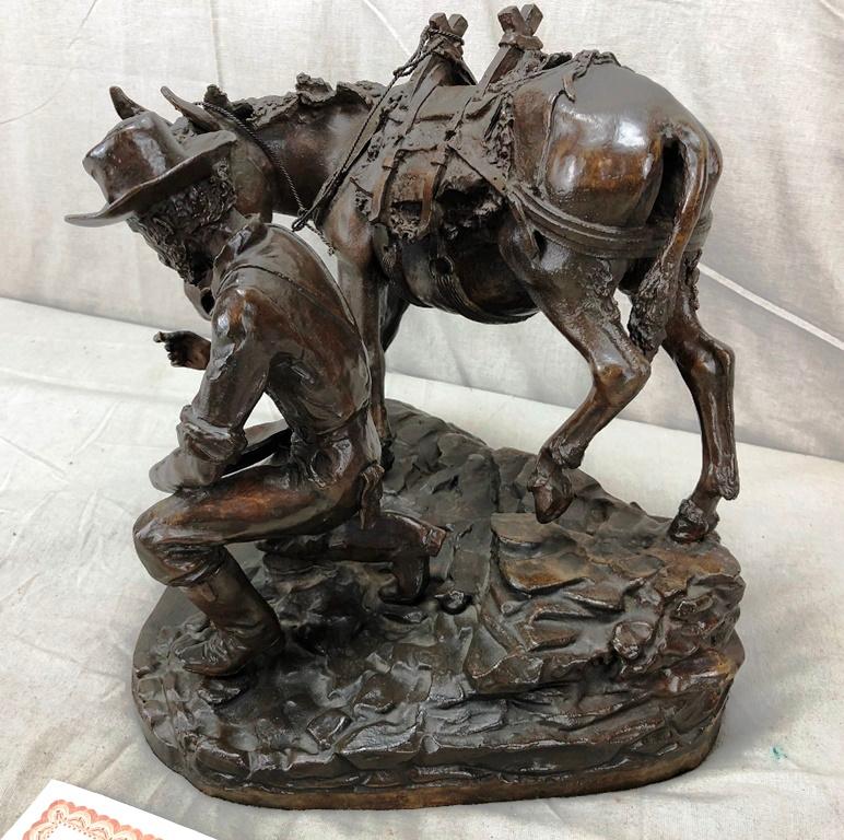“Silent Partner” Bronze by L. E. “Gus” Shafer, 5/15 w/Certificate of Ownership, Artist Signed, c.197