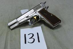 Browning Belgium Made FN Herstal  9mm Pistol, Stainless Steel, Gold Trigger, SN:245PM05020 (Handgun)