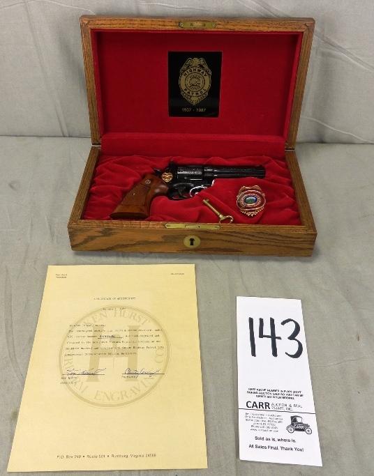 S&W M.586, Kansas Hwy. Patrol 50th Anniv., 357-Magnum Revolver, SN:AJY8086 in Wooden Box (Handgun)