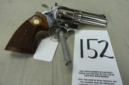 Colt Python 357, Nickel, Revolver, 4" Bbl. SN:V68574 w/Box (Handgun)