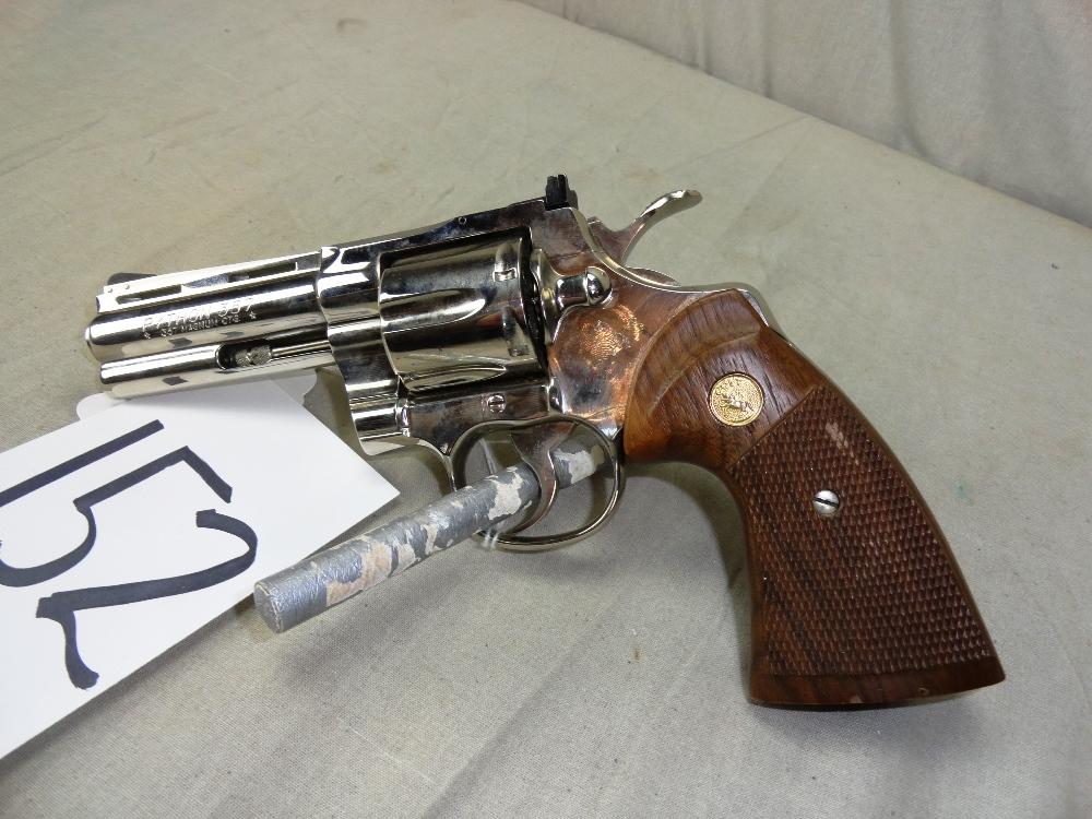 Colt Python 357, Nickel, Revolver, 4" Bbl. SN:V68574 w/Box (Handgun)