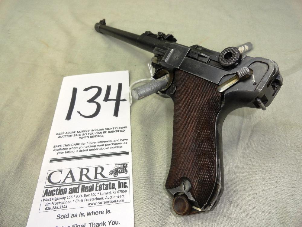 1913 Erfurt Luger Artillery Model, 9mm w/8" Bbl., Numbers Match, Also Magazine w/Holster, SN:3698 (H