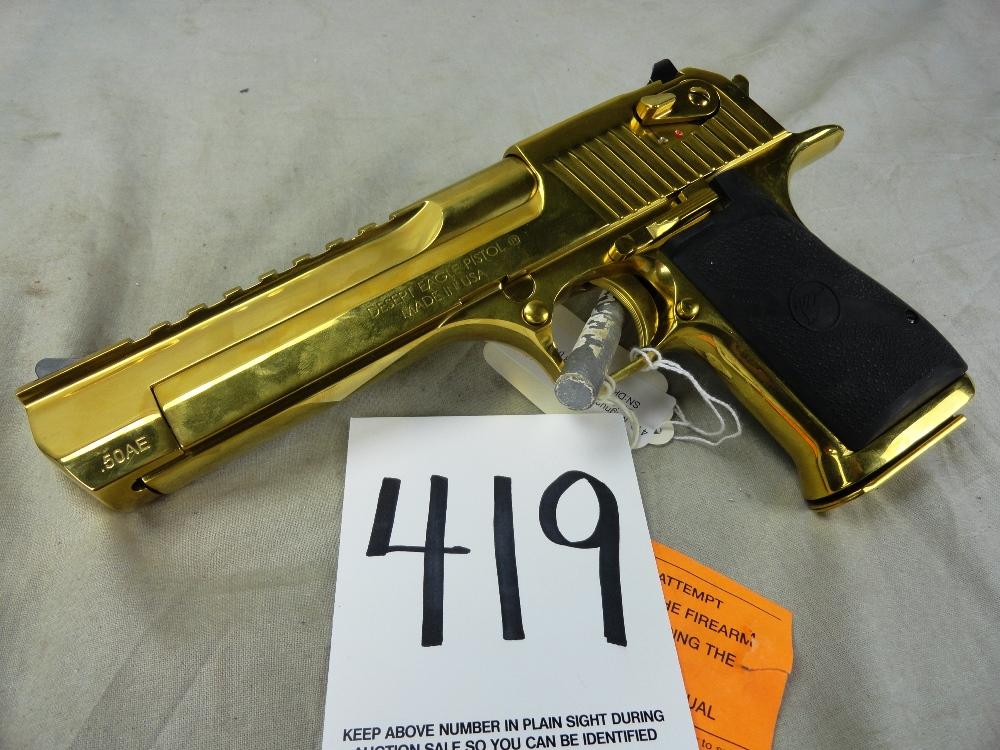 Magnum Research Desert Eagle Gold Finish Pistol, .50AE, SN:DK0008106, NIB (Handgun)