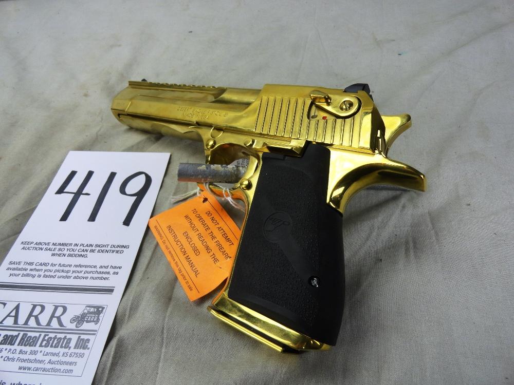 Magnum Research Desert Eagle Gold Finish Pistol, .50AE, SN:DK0008106, NIB (Handgun)