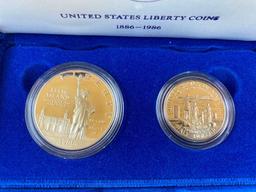 1986 Liberty Silver Dollar & Half-Dollar