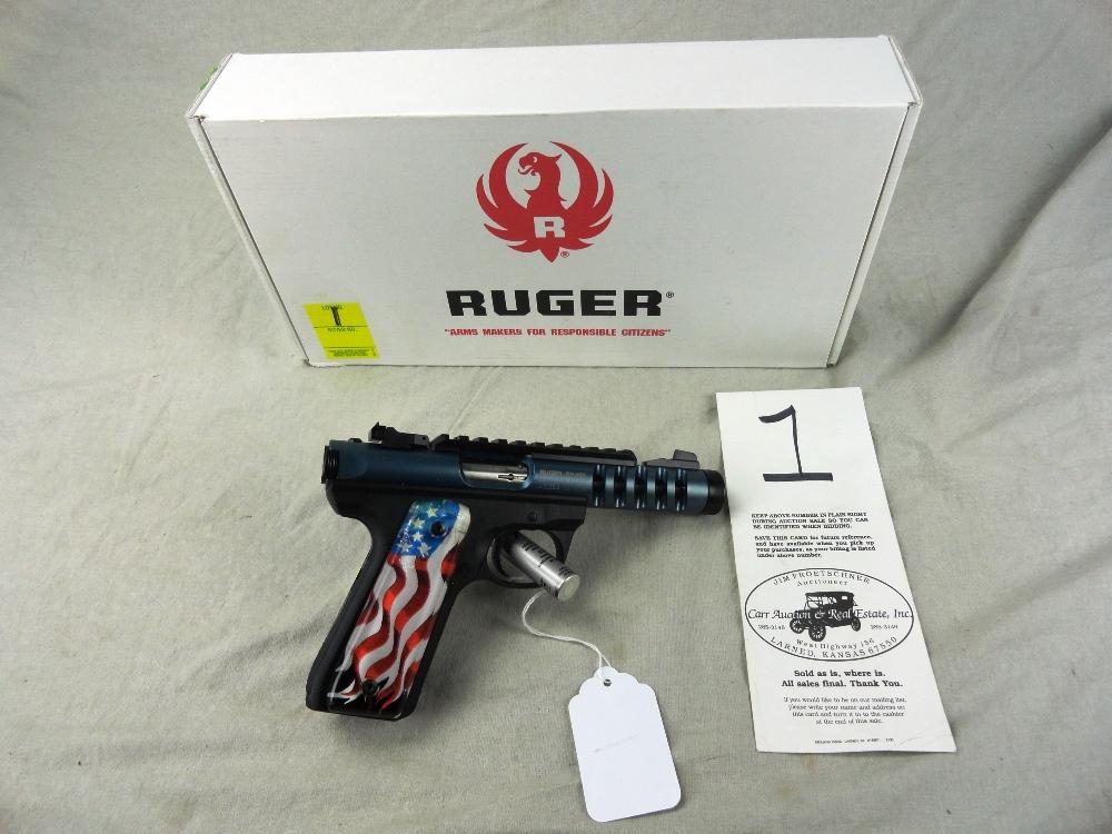 1. Ruger 22/45 Lite Auto, 22-Cal., SN:390-96282, Blue Threaded Bbl., Slotted Bbl. Flag Grips w/Box (