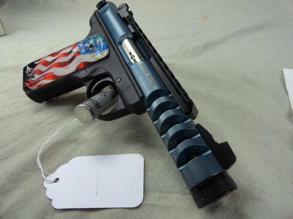 1. Ruger 22/45 Lite Auto, 22-Cal., SN:390-96282, Blue Threaded Bbl., Slotted Bbl. Flag Grips w/Box (