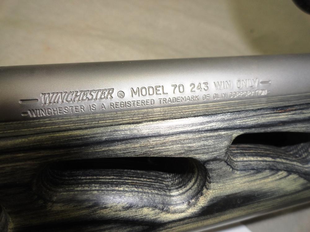 119. Winchester Mod. 70, Bolt, 243-Cal., SN:35CZZ13055, Coyote Outback SS, HB Grooved Laminated Stoc