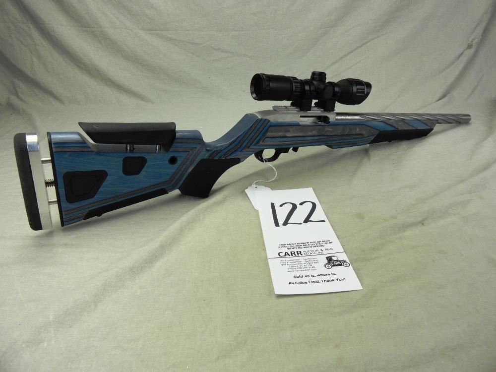 122. Ruger 10/22, Auto, 22-Cal., SN:0012-36533, Custom Twisted SS Bbl., Blue Gray Laminate, Boyds St