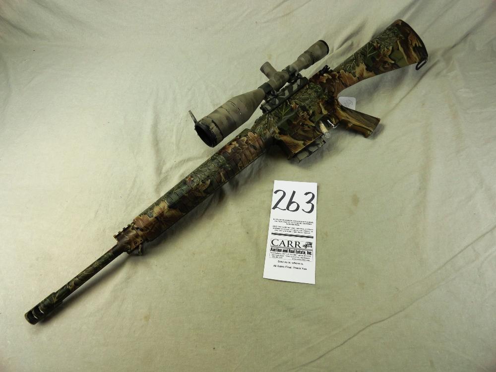 263. Armalite AR-10A4, Auto, 243-Cal., SN:US563669, Camo/Leupold Scope w/Box