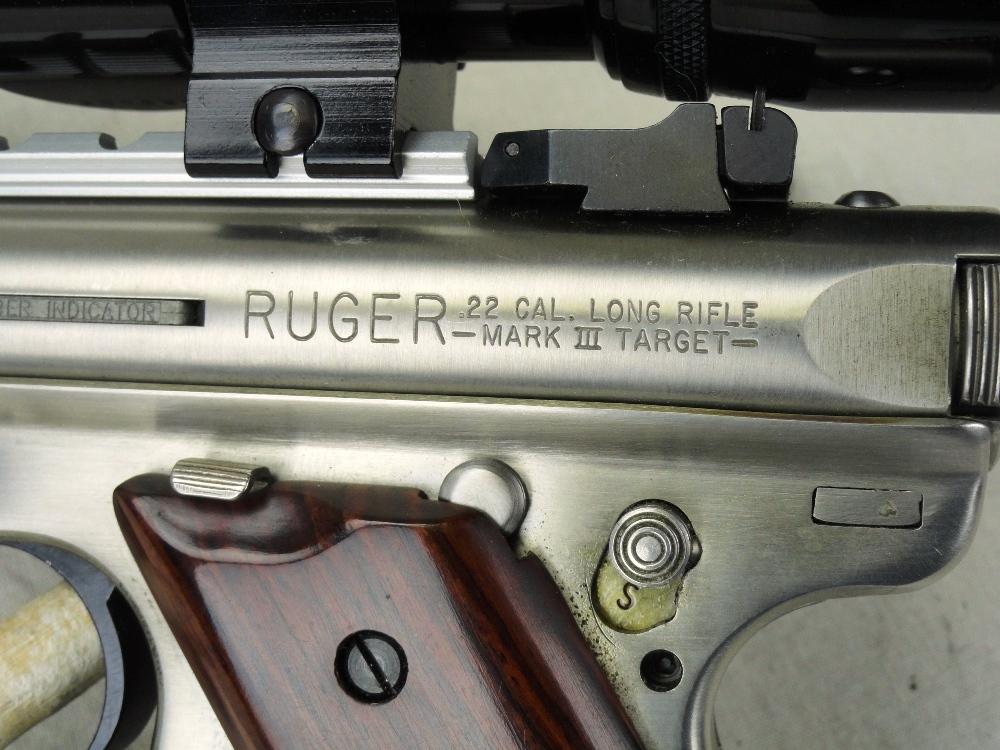 Ruger Mark III Target/Hunter, 22-LR, Stainless Steel w/3x Burris Scope, SN:229-18115 (HG)