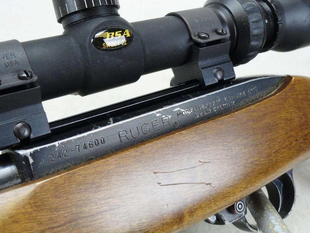 Ruger 10/22 Carbine, 22LR w/BSA Sweet 22 Scope, SN:242-74600