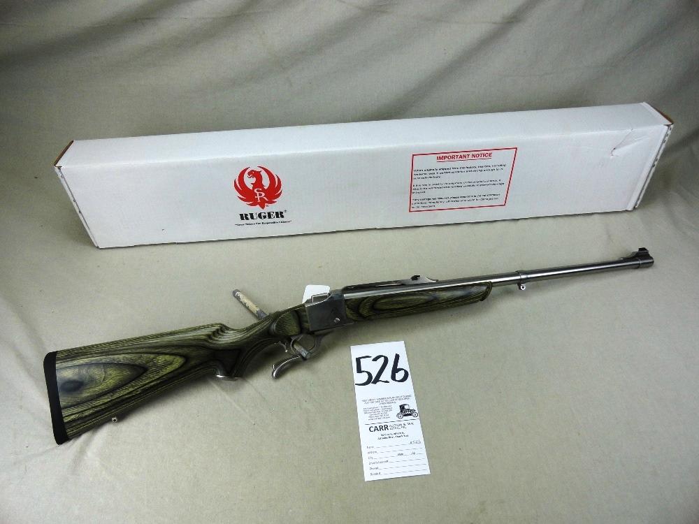 Ruger No. 1, 405 Winchester, Stainless Steel, w/Green Lam. Stock, SN:134-13408, NIB