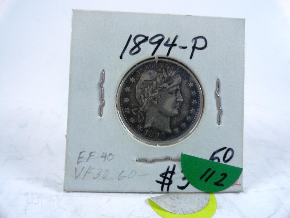 1894-P Barber Quarter, EF40