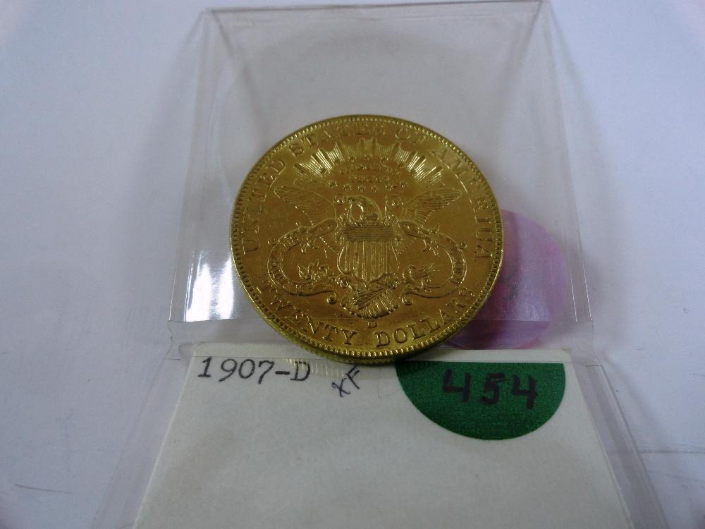 1907-D Liberty $20 Gold Piece, EF