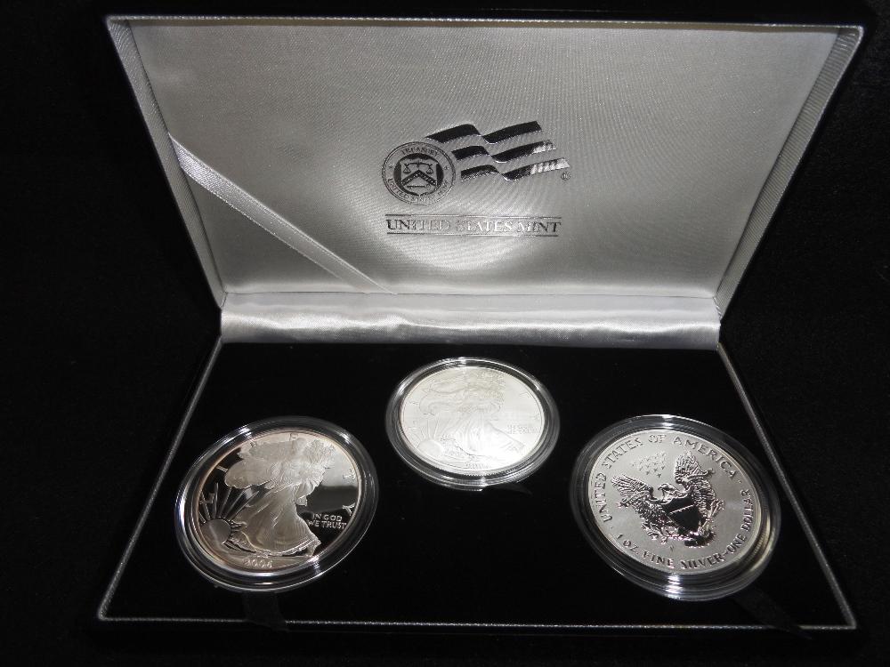 2006-W Amer. Eagle Silver $120th Anniv. Set, Proof, UNC, Reverse Proof