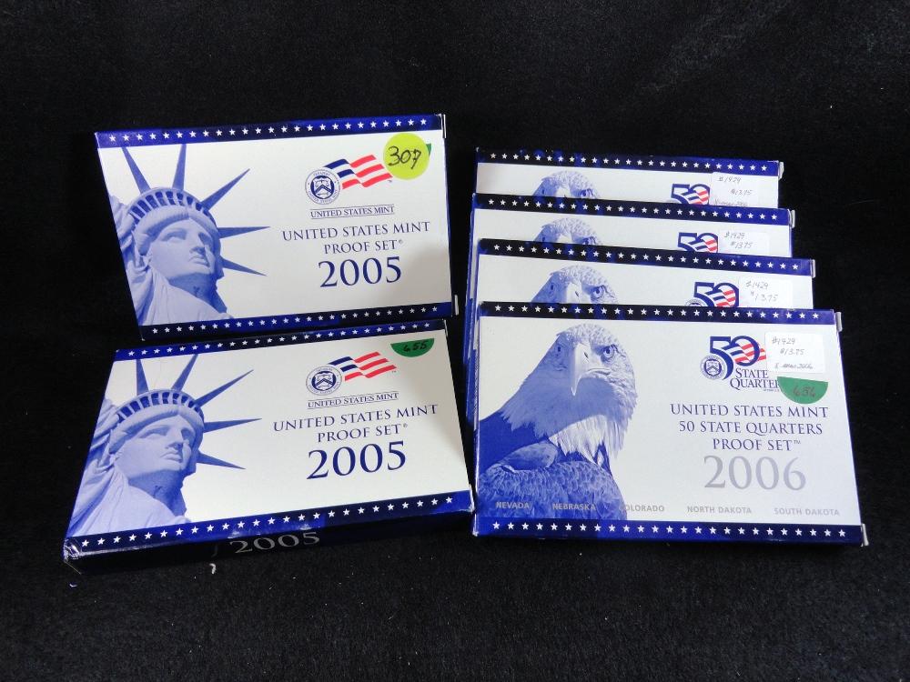 (2) 2005-S & (4) 2006-S 50-State Quarters Proof Sets (x6)