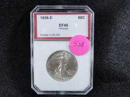 1936-D Walking Liberty Half-Dollar, EF45