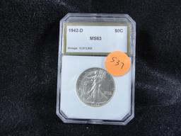 1942-D Walking Liberty Half-Dollar, MS63