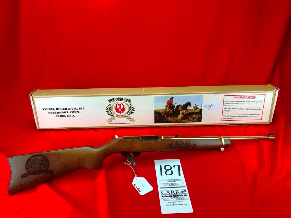 Ruger 10/22 Carbine, 22-LR Cal., Colorado Springs Spl. Ed., 1859 Gold Rush, 100/300 Gold Plated Bbl.