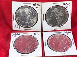 (4) 1896, 1892, 1886 Silver Dollars (x4)