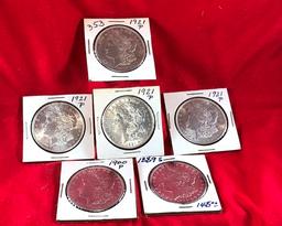 (6) 1889, 1900 & 1921 Silver Dollars (x6)