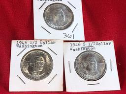 (3) 1946 Booker T Half Dollars (x3)