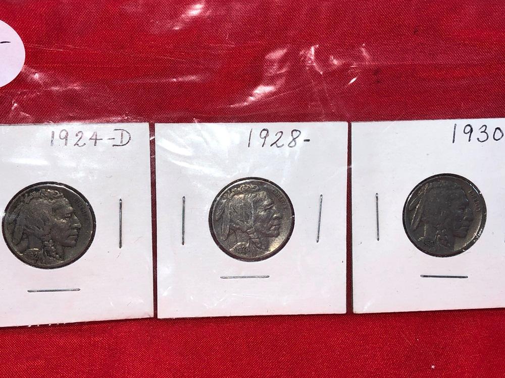 (3) 1920 & 1930 Buffalo Nickels (x1)