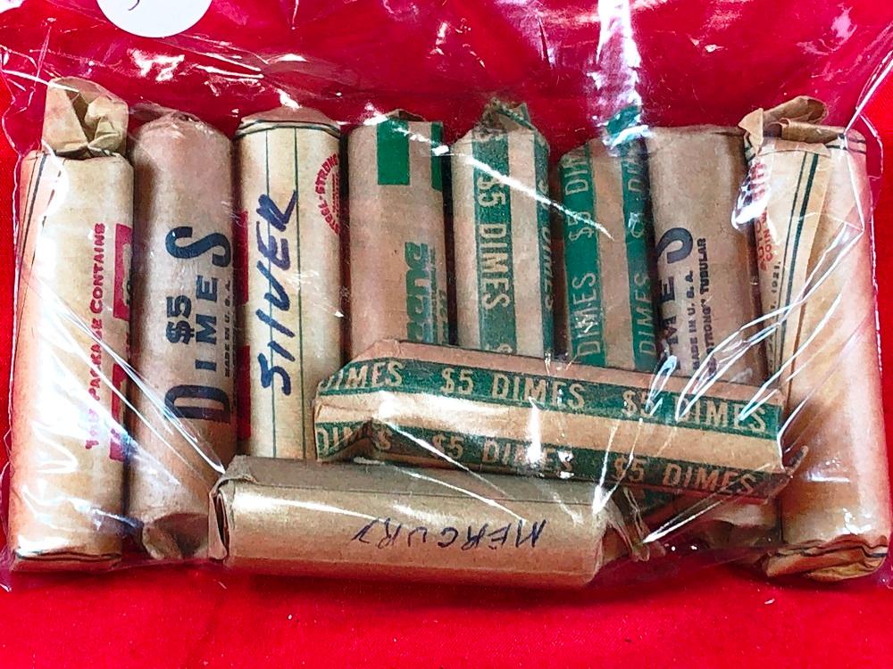 (10) Rolls Silver Dimes (x10)