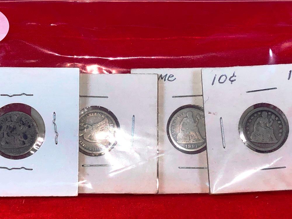 (4) Seated Dimes (x4)