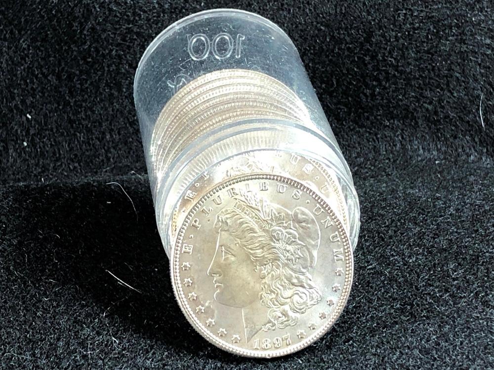 (10) 1897 Morgan Silver Dollars, AU (x10)