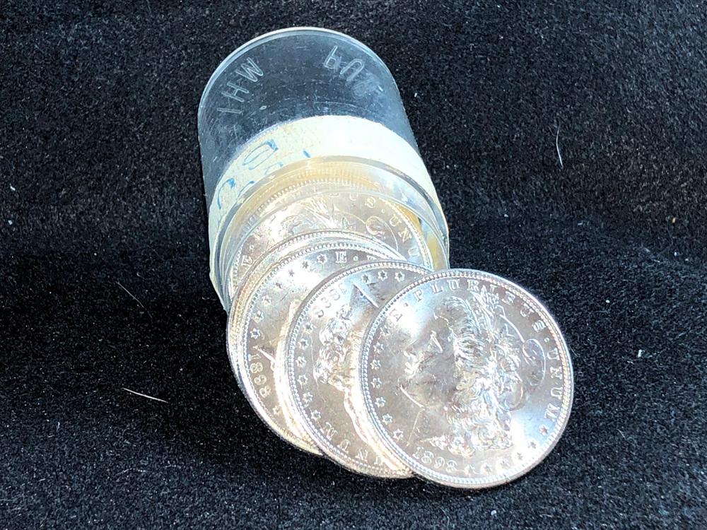 (10) 1898 Morgan Silver Dollars, AU (x10)