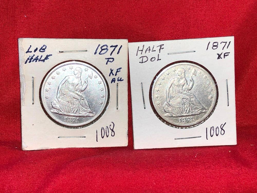 (2) 1871 Seated Half Dollars (x2)