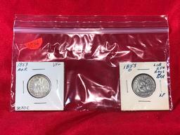 (2) 1853 Seated Quarter Dollars, (x2)