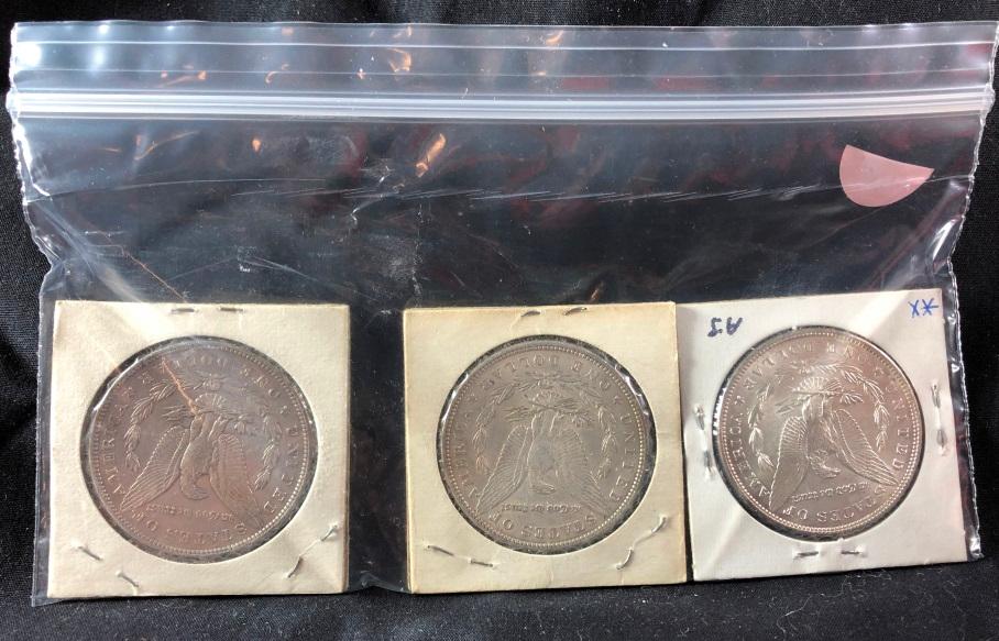 (3) 1898-P Morgan Silver Dollars (x3)