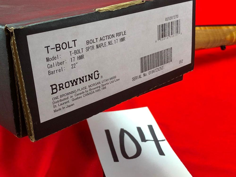 Browning T-Bolt, 17 HMR, SN:01847ZX253 Maple Stock, NIB