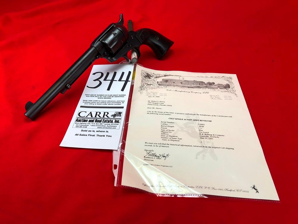 Colt Single Action Army Revolver, .44-Spl. w/Factory Letter, SN:210083 **HANDGUN**