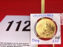 2009 Liberty 1 oz., $50 Gold Coin, Unc. (EX)