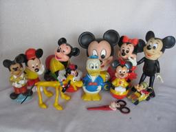 Vintage Mickey Mouse toys:- includes Money box, roly poly, Pluto, DD, rattl