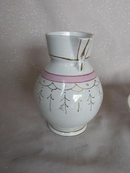 Antique French Creil St Montereau ceramic bathing jug 15cm and wash basin 1