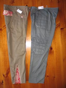 Pre-owned:- Two Chanel size 42 pants. Cargo pants and olive gray jeans. PLU