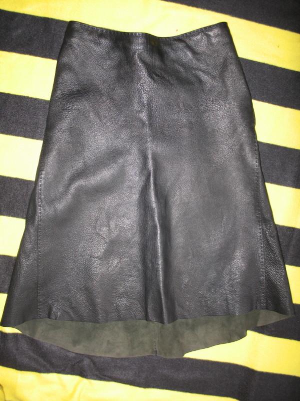 Pre-owned Hermes midi leather skirt & morelack silk lin