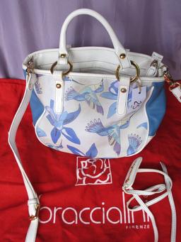 Ladies pre-owned Braccialini handbag with decorative bird pattern. Italian