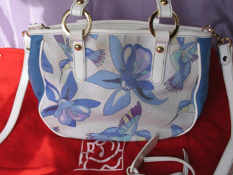 Ladies pre-owned Braccialini handbag with decorative bird pattern. Italian