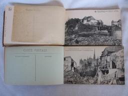 Two WWI postcard booklets. 1914-18 ruins of Houtulst 10 postcards wth tissu