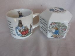 China 1990s Beatrix Potter Wedgwood "Peter Rabbit" four pieces. Sweet bowl,
